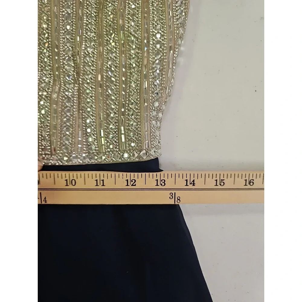 Tween Diva Girls Navy Blue Sequin Beaded Formal Gown Dress Size 16 F467929